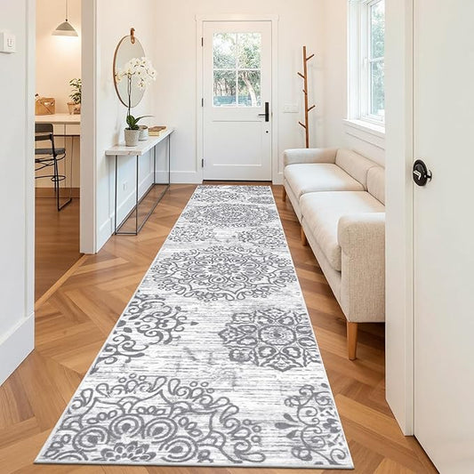 HEBE Hallway Runner Rug 3'x14' Washable Vintage Distressed Area Rugs Non Slip Laundry Rug Runner Boho Floor Carpet Runners for Hallways Entryway Laundry Room Kitchen Bathroom