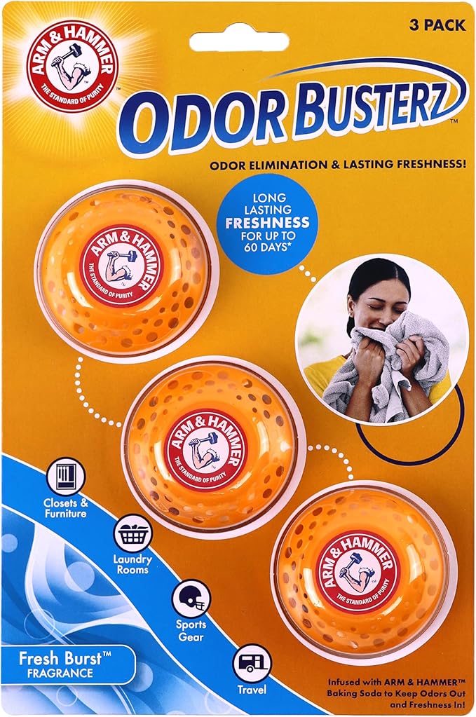 Arm & Hammer OdorBusterz?? Odor Eliminator Balls, Fresh Burst, 3 Count ?€? Baking Soda Odor Control for Closets, Drawers, Hampers & Small Spaces
