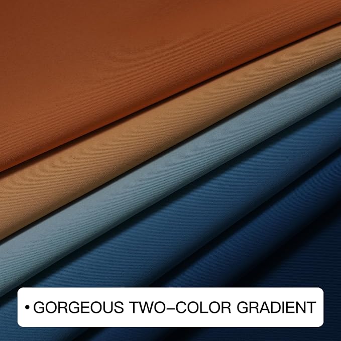 COSVIA Curtains & Drapes Dark Blue & Burnt Orange 84 inch Length 2 Panels, Full Room Darkening Grommet Insulated Thermal Window Curtains for Bedroom/Living Room, 52x84inches