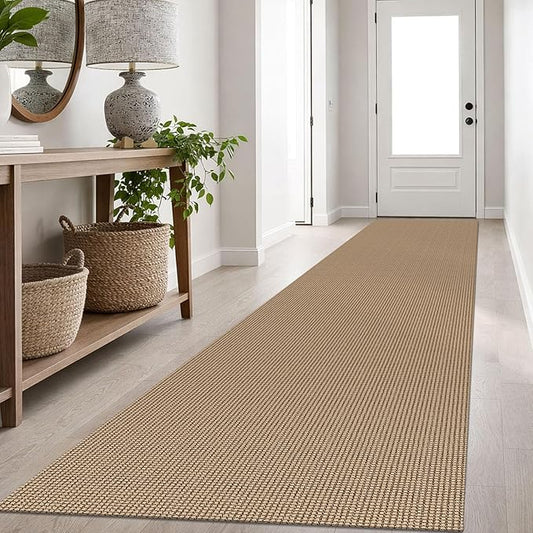 IOHOUZE Washable Exrea Long Hallway Runner Rug 3x16 Non Slip Rubber Backed Kitchen Runner Entryway Runner Indoor, Woven Rugs Floor Carpet for Kitchen Hall Entryway Stair, Orange/Tan/Brown