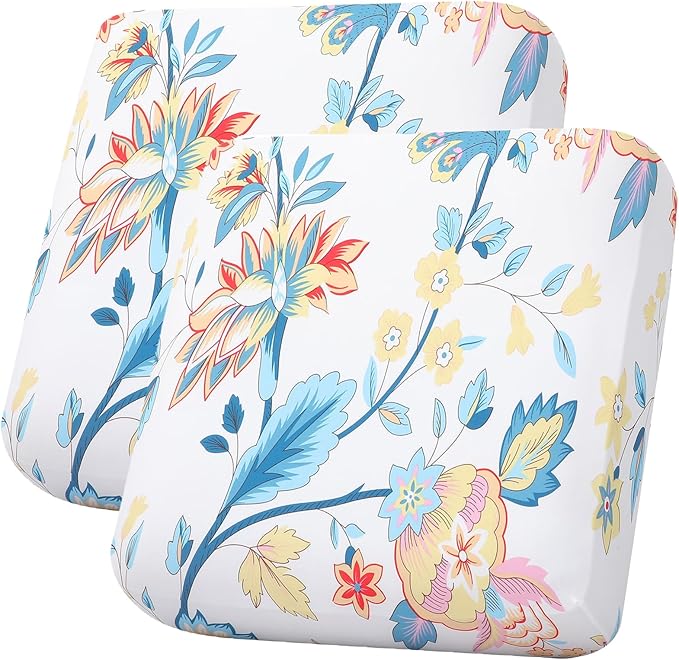 hyha Printed Couch Cushion Covers, Floral Sofa Covers Washable for 2 Cushion Couch, Stretch Pattern Outdoor Cushion Covers for Patio Furniture with Elastic Bottom(2 Packs, White Paisley)