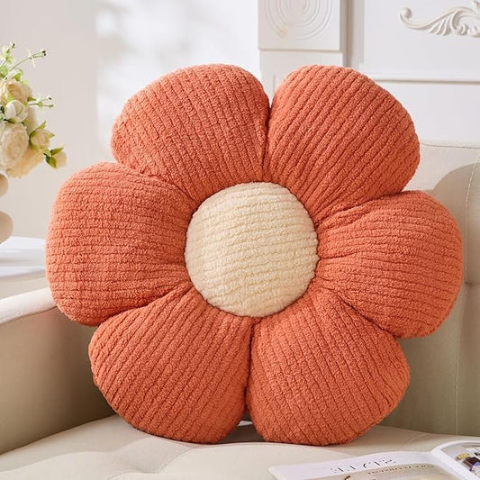 Flower Pillow, Cute Daisy Pillow Orange Flower Shaped Throw Pillow Cushion Seating 15.75" Floor Pillows Home Decorative