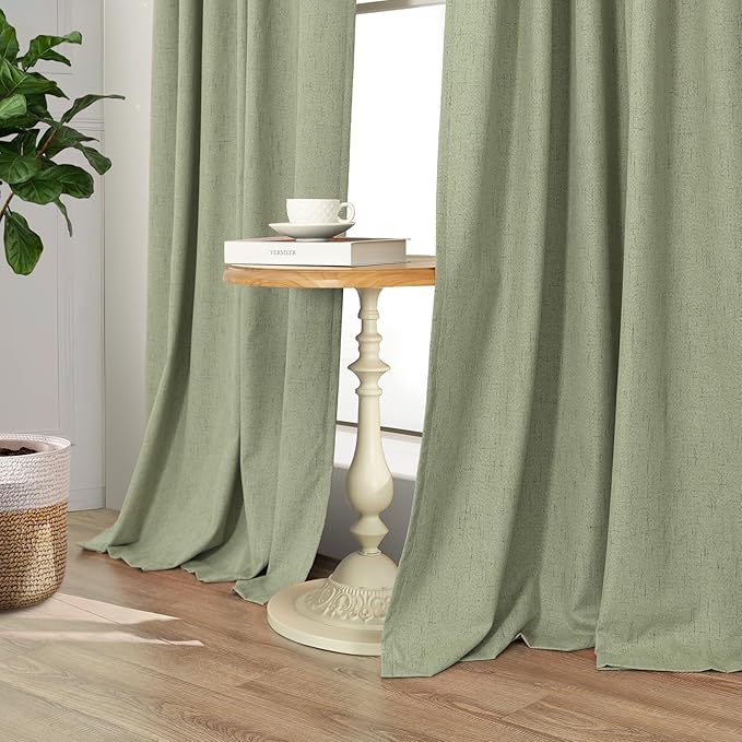 Nursery Blackout Curtains for Baby Girls Room Boys Bedroom Boho Cottagecore Cottage Core Home Decor Sage Green Curtains for Living Room 90 Inches Long 2 Panel Set Light Sage Pale Grey Green Gray Drape