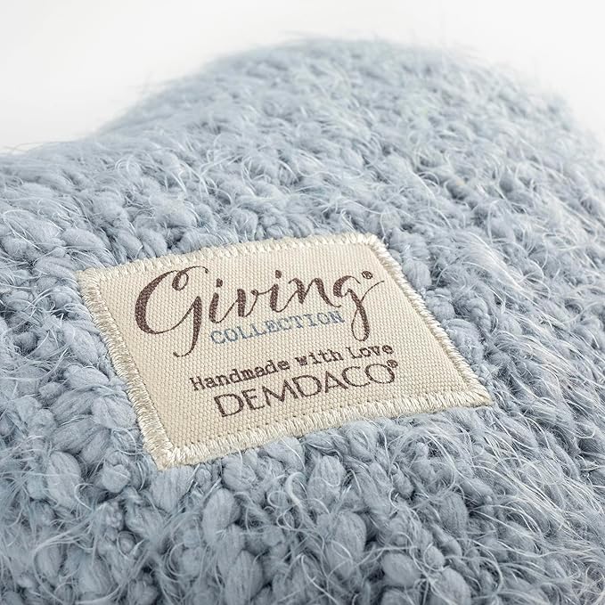 DEMDACO Giving Collection Soft Blue Weighted Giving Heart - Weighted Heart Pillow for Bedding - Decorative Throw Pillow - Meaningful Gift Idea - Handmade - Luxurious, Soft & Cozy - 1.85 lbs