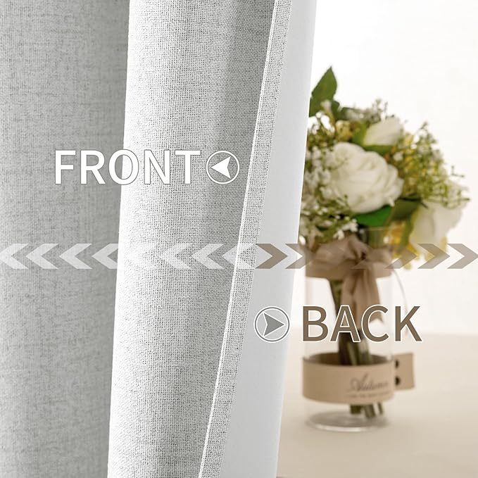 MIULEE 90 Inches Curtains for Bedroom 100% Blackout Thermal Insulated Heathered White Grommet Room Darkening Drapes Luxury Decor for Living Room Nursery 52 x 90 Inch (2 Panels)