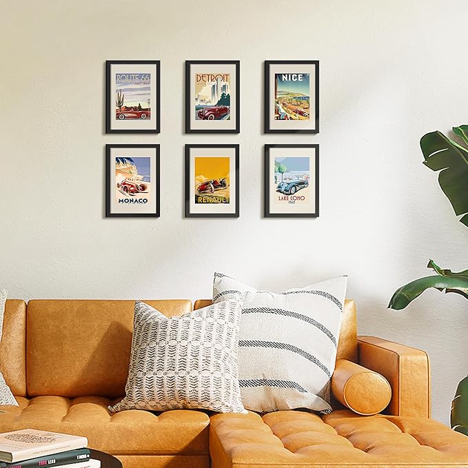 upsimples A4 Picture Frame, Display Pictures 6x8 with Mat or 8.3 x 11.7 Without, Wall Hanging Photo Frames, Black, 1 Pack