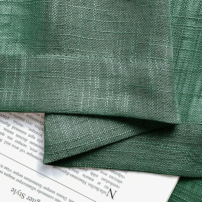 Hunter Green Kitchen Curtains Christmas Decorations Room Decor Short Bathroom Semi Sheer Linen Cafe Tier Dark Emerald Green Curtains for Bedroom Small Window Treatments Sets 2 Pack 24 Length Evergreen