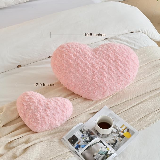 Heart Pillow, Soft Heart Shaped Pillow with Room Decorative Throw Pillows for Bed Couch Chair Sofa, Heart Shaped Cute Throw Pillow Cushion for Bedroom Living Room (Grey Pink, Mini 12.9" x 9.8")