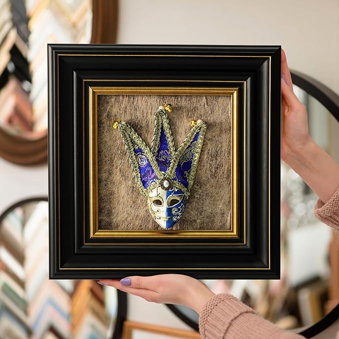 FOLKOR LIFE Vintage Wall Art Sculpture with Venetian Mask Vintage Decor, Antique Wall Decor Italian Style Framed Home Décor Accents for Living Room, Bedroom, Hallway, Gifts for New Home