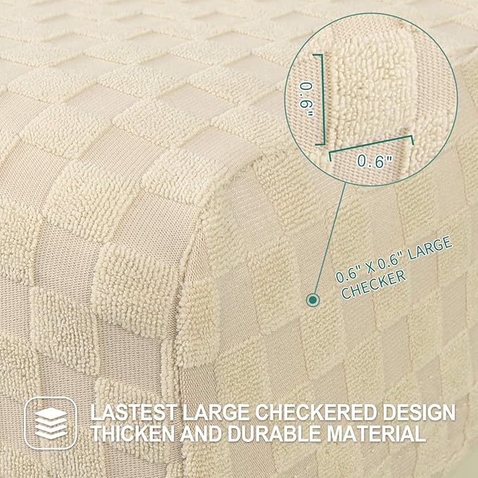 YEMYHOM 6 Pieces Stretch Loveseat Recliner Slipcover Jacquard Recliner Sofa Cover with Side Pocket Fitted Recliner Cover Couch Furniture Protector with Elastic Bottom (Loveseat Recliner, Beige)