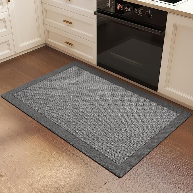 YDKGL Front Door Mat 2'x3', Jute Like Non-Slip Indoor Mat Entrance, Woven Washable Doormat for Front Indoor Entryway, Grey