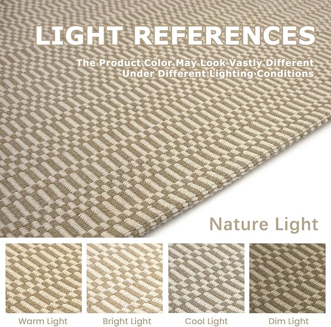 KOZYFLY Washable Runner Rug 2x5 Ft Runners for Hallways Rubber Backed Throw Rug, Braided Cotton Entryway Runner Indoor, Carpet Runners for Hallway Kitchen Entryway Bedroom, Sand/Ivory