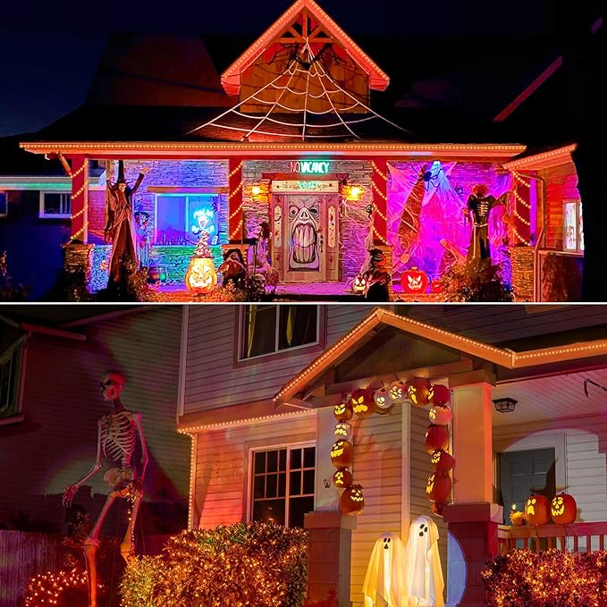 50ft LED Rope Lights Outdoor, 360 LED Connectable and Flexible Tube Lights with 8 Modes, Waterproof Indoor Outdoor LED Rope Lighting for Deck, Garden, Pool, Patio, Party, Holloween Decoration (Orange)