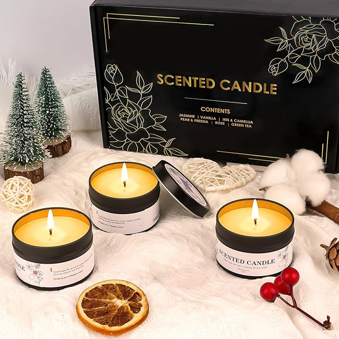 Scented Candles for Women and Men, 6 Pack Aromatherapy Candles for Home Scented, Natural Soy Jar Candle Bulk Gift Set for Christmas Birthday Thanksgiving Mother Coworker