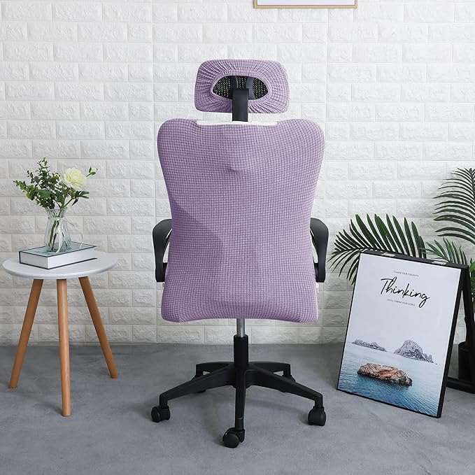 FORCHEER Ergonomic Office Chair Set with Headrest Cover, Water Repellent, Purple
