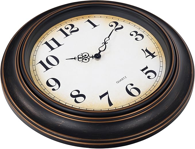 18 Inch Retro Large Wall Clock for Living Room Decor,Silent Vintage Wall Clocks Battery Operated for Farmhouse Office Wall Decor(Bronze)
