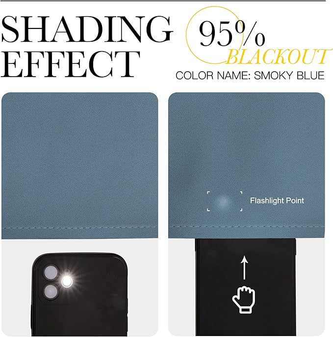 NICETOWN Smoky Blue Blackout Curtains 68 inches Length for Living Room, 2 Panels, 55" Wide, Thermal Insulated Decoration Drapes for Bedroom Window