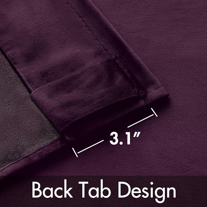 MIULEE Dark Purple Velvet Curtains 84 inches - Luxury Blackout Curtains for Bedroom Living Room Thermal Insulated Super Soft Window Drapes Rod Pocket & Back Tab, W52 x L84 inches, 2 Panels