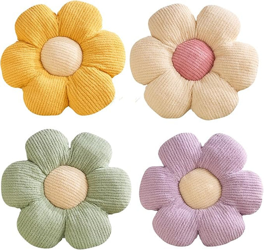 XIAIJIA 4 Pcs Flower Pillow Flowers Shaped Pillow Cushion Decorative Daisy Pillow for Bed Cute Throw Pillow Flower Floor Pillow Soft Seat Cushion 15.7"