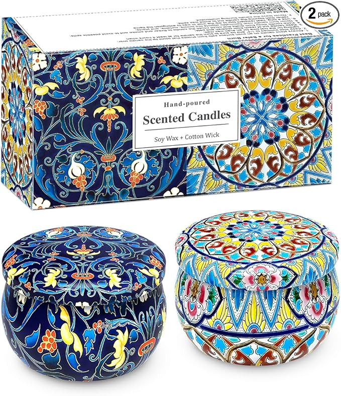 2 Pack Scented Candles Set for Thanksgiving, Soy Wax Stress Relief Aromatherapy Candles, Relaxation Gift for Women, Ideal for House-Warming and Birthday