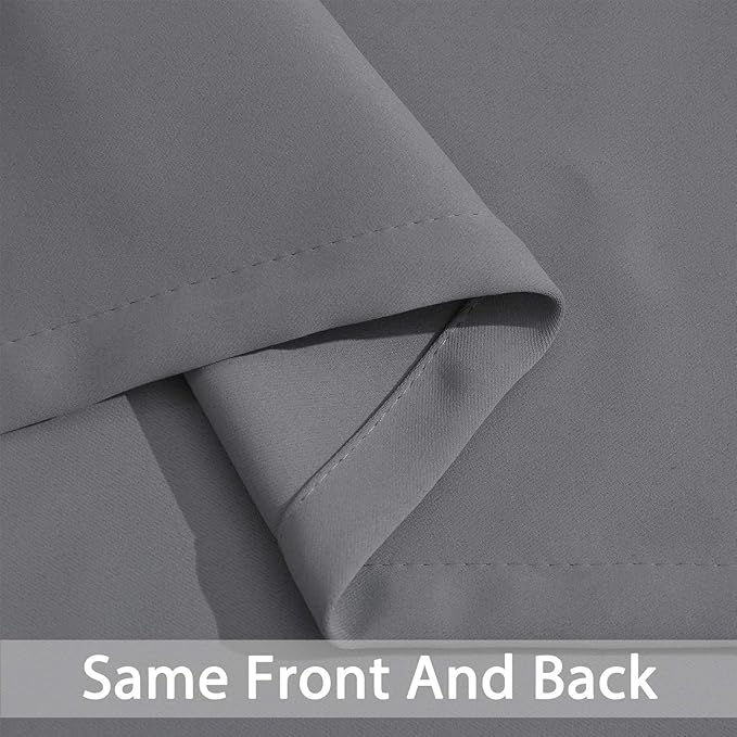 Yakamok Blackout Curtains Room Darkening Thermal Insulated Window Panels,Solid Grommet Top Drapes for Bedroom/Living Room(52Wx90L, Grey, 2 Panels)