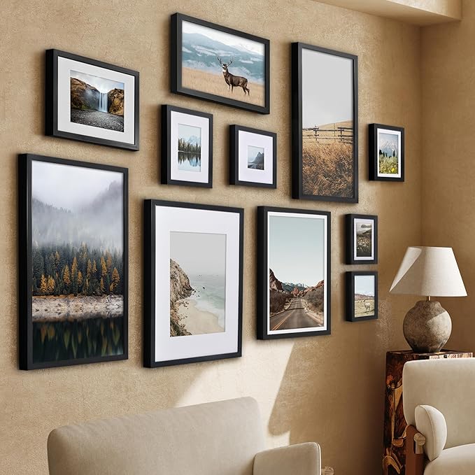 Americanflat 16x20 Picture Frame with Polished Plexiglass - Use as 11x14 Frame with Mat or Display 16x20 Photo Without Mat - Soho Collection - Deep Molding Picture Frames for Wall Display - Black
