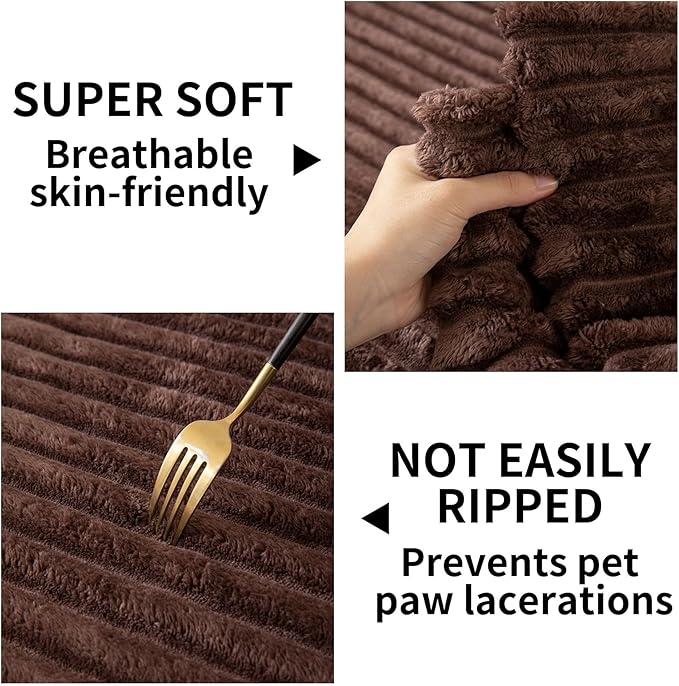 HAOMAIJIA Waterproof Couch Cover for Dogs Washable,Faux Fur Pet Couch Covers for Sofa,Soft Dog Bed Cover Non-Slip Couch Covers for 3 Cushion Couch Sofa Pet Friendly (Brown, 35" x 47" 1 Pack)