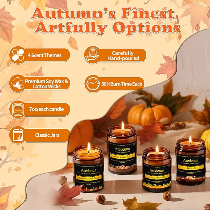 Caramel Pumpkin Candles – Warm Holiday & Winter Caramel Pumpkin Aroma, Cozy Christmas Seasonal Candles Gift, Hand-Poured Soy Candle for Christmas Home Décor & Cozy Seasonal Gifting