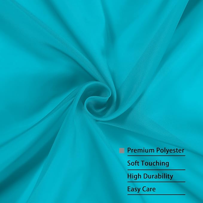 OWENIE Sheer Curtains 63 inch Length 2 Panels Set, Rod Pocket Voile Fimly Sheer Drapes for Living Room/Bedroom, 2pcs, Each 42" W x 63" L???Turquoise Blue