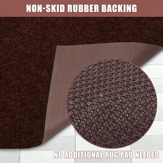 Runner Rug 4 ft x 29 ft Carpet Runners, Indoor/Outdoor Hallway Kitchen Entryway Bedroom Area Rugs with Non-Slip Rubber Backing, Garage mat, Chocolate Brown, Custom