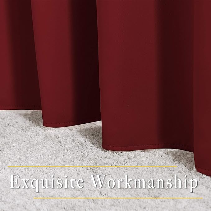 NICETOWN Blackout Burgundy Red Curtains 102 inches Long 2 Panels, Grommet Thermal Curtains Light Blinds Room Darkening Window Treatments for Bedroom, 2 Panels, W52 x L102