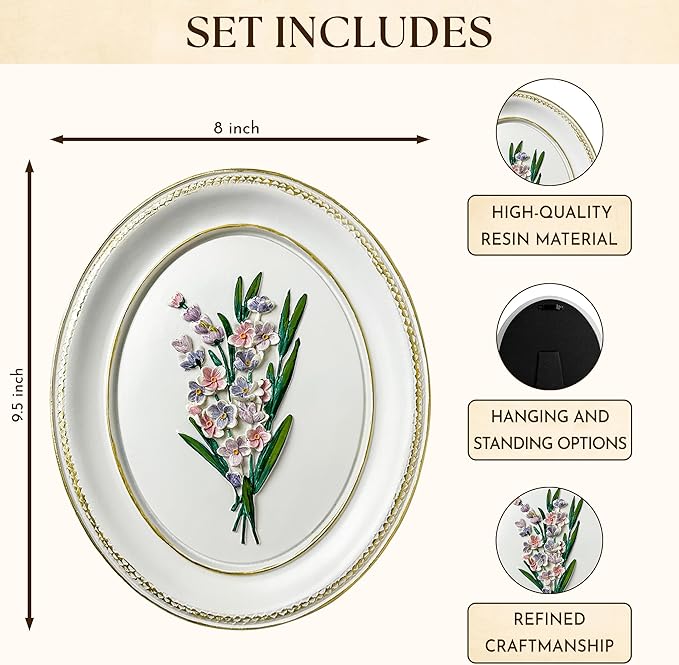 97 Decor White Vintage Wall Sculpture Decor - 3d Floral Wall Art, Unique Hancrafted Flower Sculptures, Elegant Gallery Art For Home Bedroom Kitchen Decorations