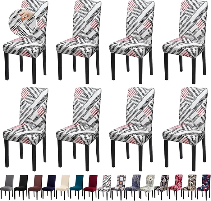 Chair Covers, Stretch Kitchen Chair Covers/Dining Chair Covers for Dining Room 8 Pack, Removable Washable Dining Chair Slipcovers for Home, Hotel, Banquet
