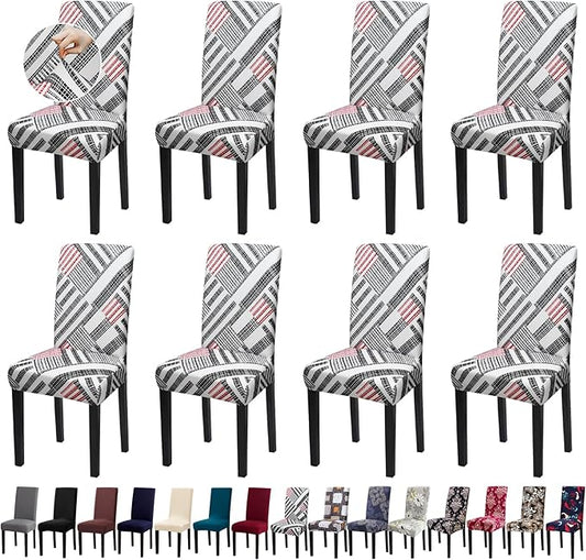 Chair Covers, Stretch Kitchen Chair Covers/Dining Chair Covers for Dining Room 8 Pack, Removable Washable Dining Chair Slipcovers for Home, Hotel, Banquet