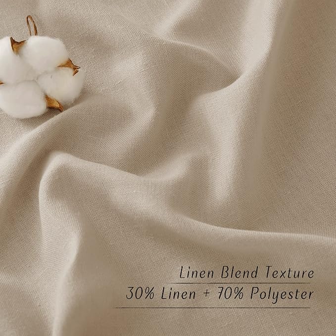 NICETOWN Rustic Linen 102 inch Long Curtains for Living Room, Grommet Privacy Added Thick Linen Weave with Light Filter Window Curtains & Drapes for Bedroom, Taupe, W55 x L102, 2 Panels