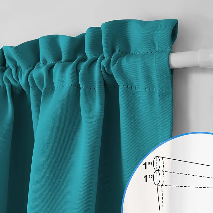 NICETOWN Front Door Curtains for Patio Window, Farmhouse French Curtains for Bedroom Decor, Thermal Insulated Temporary Door Cover, (1 Panel, Peacock Teal, 54 x 72 Inch)