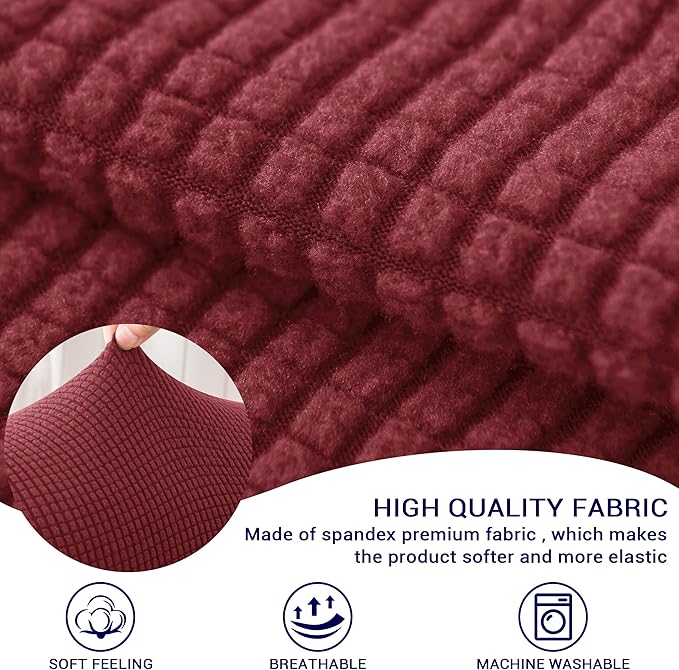 SUBRTEX Stretch Couch Arm Covers Set of 2, Checkered Sofa Arm Slipcovers, Anti-Slip Armrest Covers for Recliner and Armchairs, Pet Proof, High Stretchy, Hook & Loop Tape, Wine