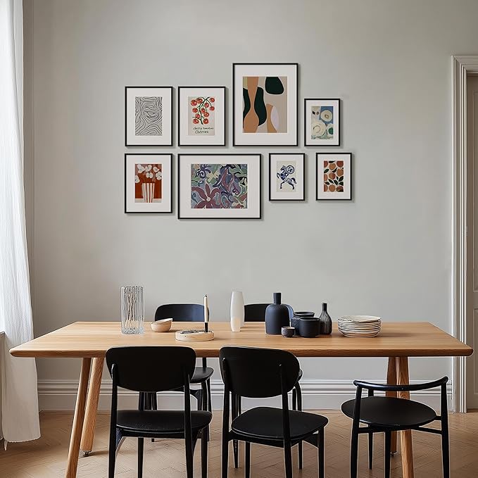 eletecpro Aluminum Gallery Wall Frame Set of 8, Including 2Pcs 11x14, 3Pcs 8x10, 3Pcs 6x8 Photo Frames for Wall or Tabletop Display, Multiple Sizes Picture Frames Collage Wall Decor, Black