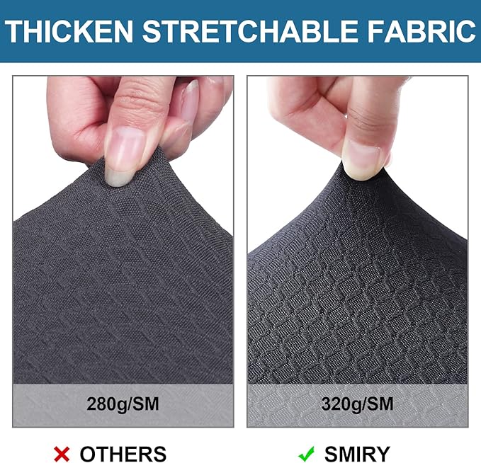 Smiry Waterproof Seat Covers for Dining Room Chairs Set of 6, Stretch Jacquard Removable Washable Chair Seat Slipcovers Protector, No Rear Covers, Dark Grey