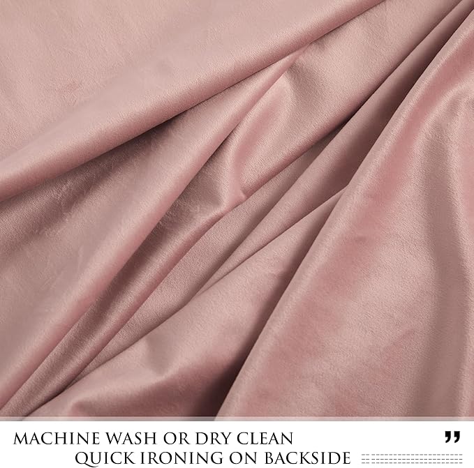 StangH Elegant Dusty Pink Plush Velvet Curtains with Grommet for Baby Bedroom, Solid Light Blocking Thermal Insulated Drapes 96 inches Long for Nursery/Wedding, W42 x L96, 2 Panels