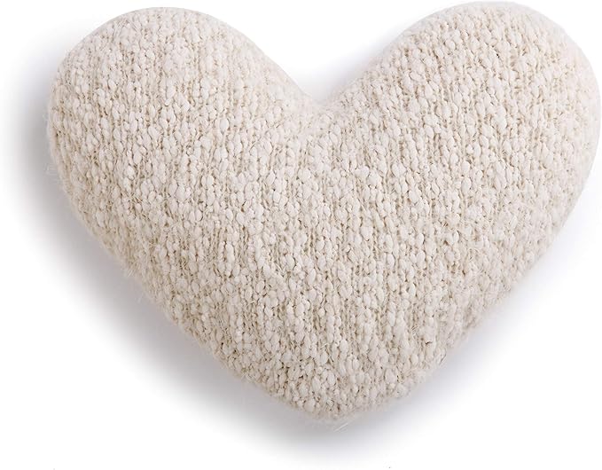 DEMDACO Giving Collection Cream Weighted Giving Heart - Weighted Heart Pillow for Bedding - Decorative Throw Pillow - Meaningful Gift Idea - Handmade - Luxurious, Soft & Cozy - 1.85 lbs