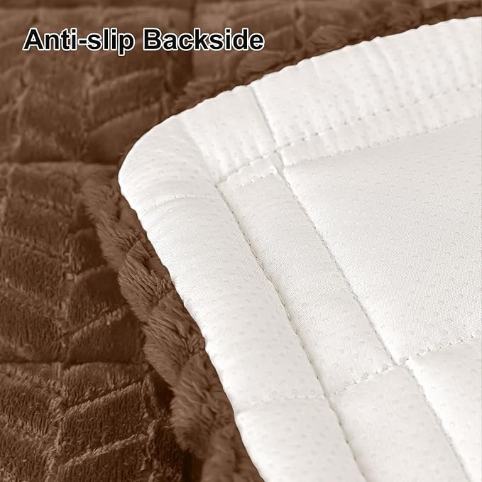 Smiry Non Slip Couch Covers for Dogs, Fuzzy Pet Couch Covers for 3 Cushion Sofa Pet Friendly, Soft Sofa Slipcovers Cushion Furniture Protector Washable (Brown, 27.6" x 70.9")