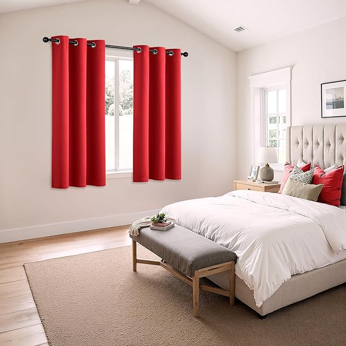 MIULEE Christmas Red Blackout Curtains for Bedroom Living Room 54 Inches Long 2 Panels, Thermal Insulated Room Darkening Drapes Grommet Noise Reducing Light Blocking Window Treatments 40x54 Inch