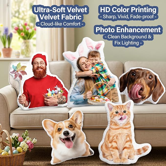 Custom Pillow - Personalized Face Pillow with Picture, White Elephant Gifts for Men Women, Customized Stuffed Throw Pillows Funny Birthday Gifts for Friend Family Couple Pet