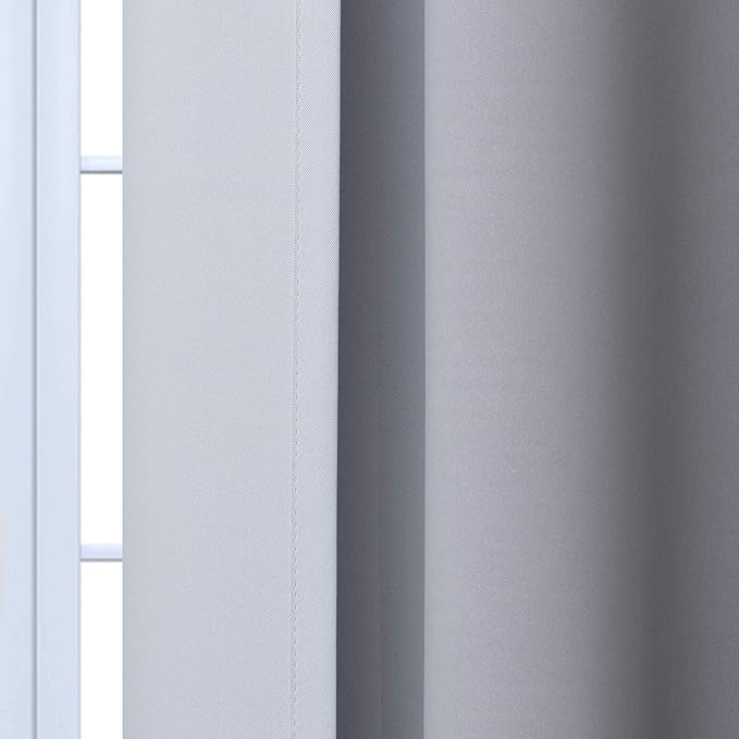 Yakamok Greyish White and Black Ombre Curtains for Bedroom, Light Blocking Gradient Color Drapes, Room Darkening Thermal Insulated Grommet Window Curtains for Living Room(Black, 2 Panels, 52x84 Inch)