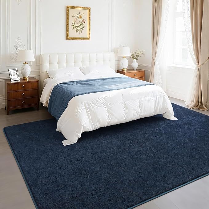 Soft Rugs for Living Room 5x7 Navy Blue, Minimalist Area Rug for Bedroom Nursery Dining Table Dorm, Throw Rugs for Men Boys Girls Kids Room Indoor Floor Carpets