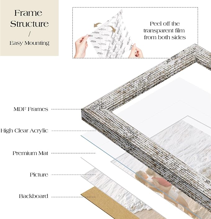 TWING Collage Picture Frames Wall Decor 10 Pack, Gallery Wall Rustic Picture Frame Set for Wall or Tabletop Display, Multi Sizes with Two 8x10, Four 5x7, and Four 4x6 Photo Frames