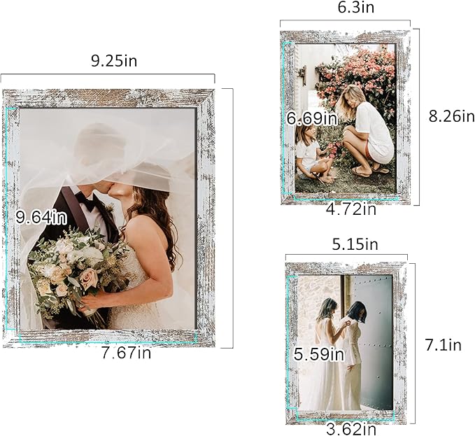 LUCKYLIFE Picture Frame Set 10-Pack, Gallery Wall Frame Collage with 8x10 5x7 4x6 Frames in Distressed White Finishes