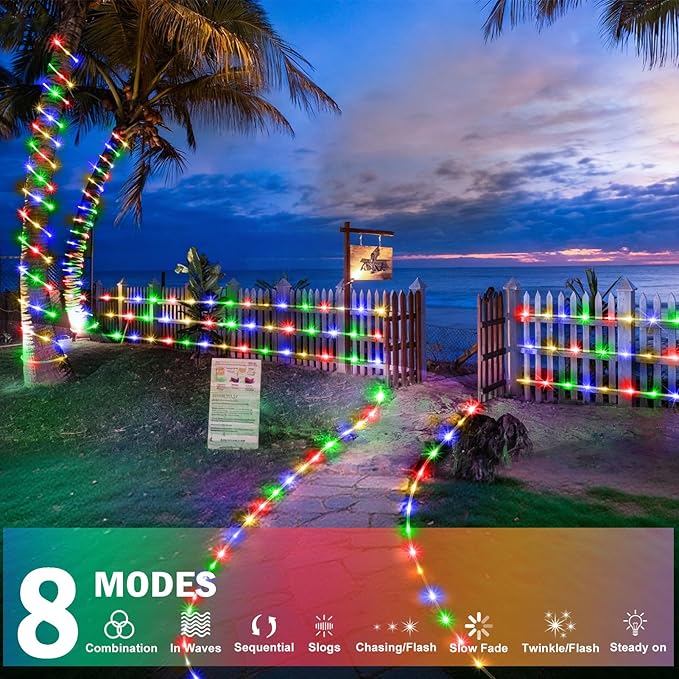 KNONEW 164FT 1000LED Rope Lights for Outside,Outdoor String Lights Waterproof 8 Modes Clear Tube Light for Indoor,Bedroom,Wedding,Garden,Patio,Christmas,Tree,Rv,Holiday Decoration(Multicolor)