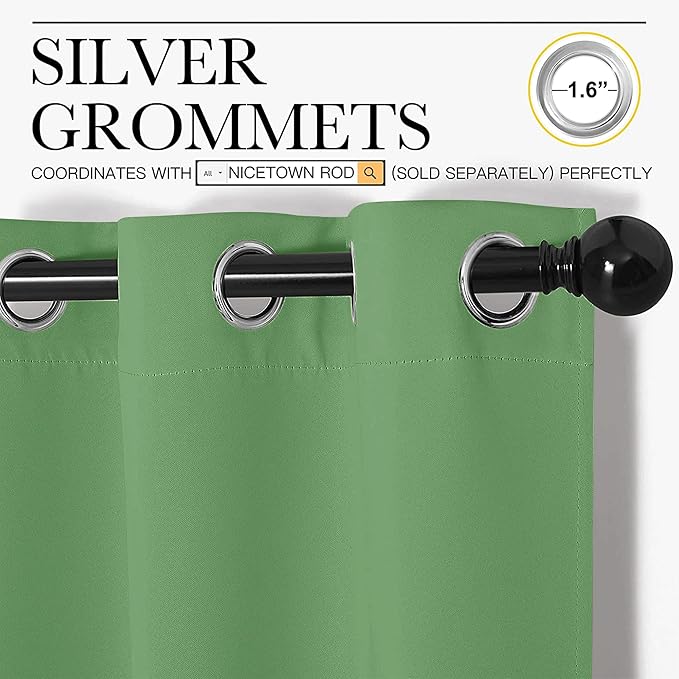 NICETOWN Froest Green Blackout Curtains 102 inches Length for Living Room, 2 Panels, 55" Wide, Thermal Insulated Long Drapes for Large Window